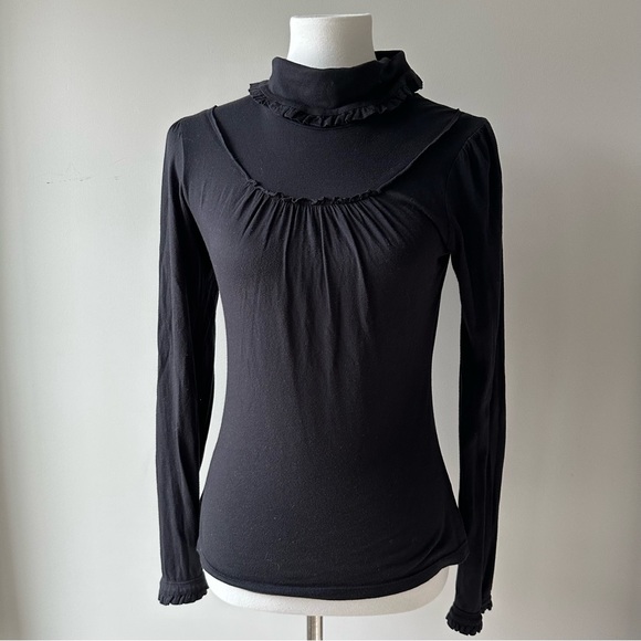 Deletta Black Ruffle Long Sleeve Lightweight Shirt Size Small - Picture 9 of 9